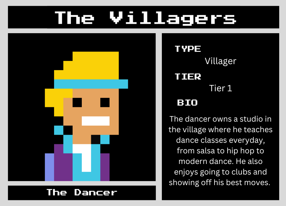 The Dancer biography card
